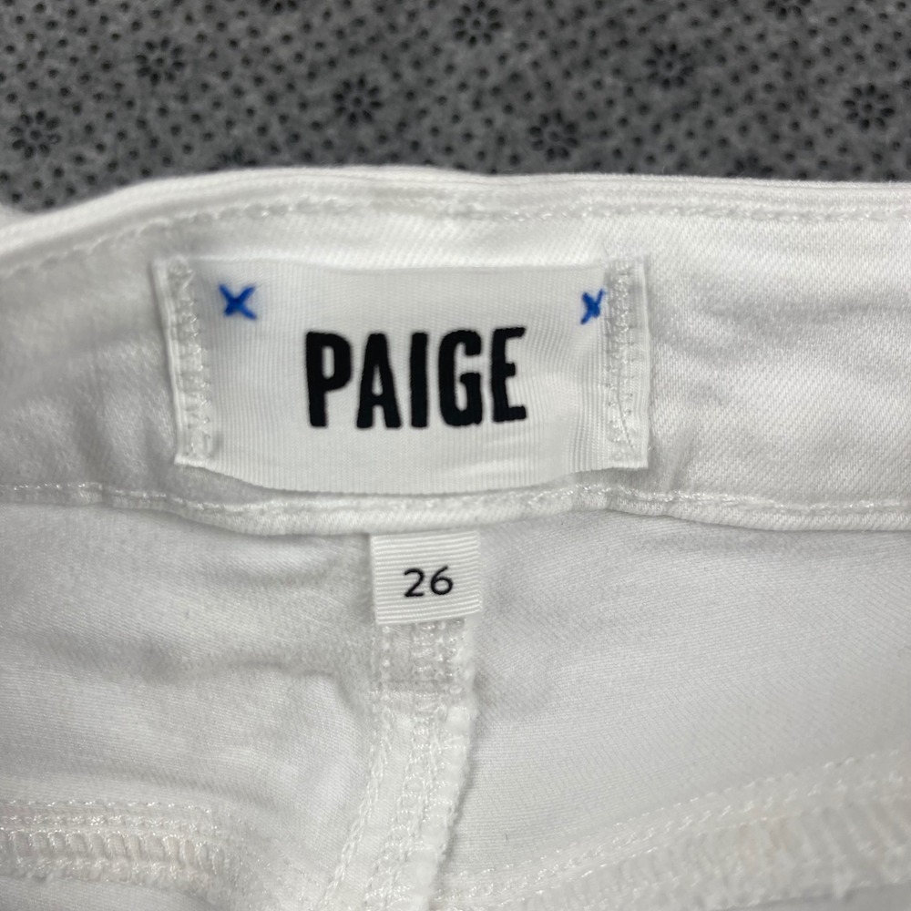 PAIGE High-Rise White Straight-Leg Jeans with Frayed Hem - Picture 4 of 11